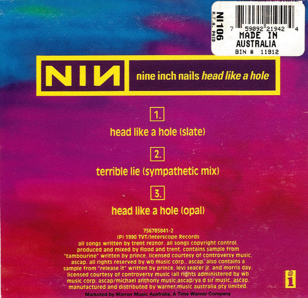 Nine Inch Nails : Head Like A Hole (CD, Maxi, RE, Car)