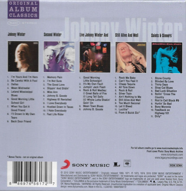 Johnny Winter : Original Album Classics (CD, Album, RE, RM + CD, Album, RE, RM + CD, Album,)
