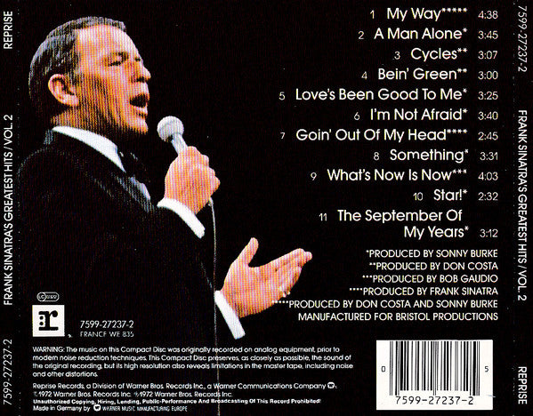 Frank Sinatra : Frank Sinatra's Greatest Hits Vol. 2 (CD, Comp)