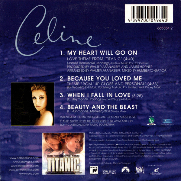 Celine Dion* : My Heart Will Go On (Love Theme From "Titanic") (CD, Single, Car)