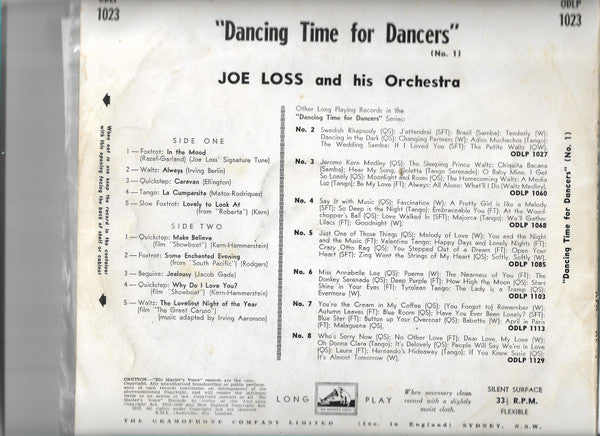 Joe Loss & His Orchestra : Dancing Time For Dancers (10")