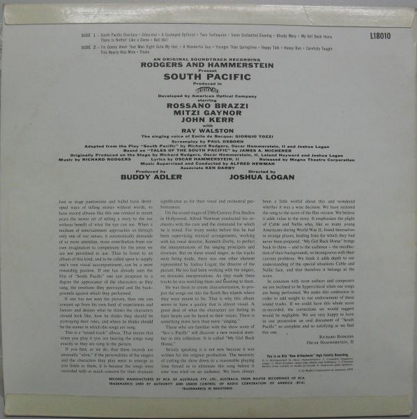 Rodgers & Hammerstein : RCA Victor Presents Rodgers & Hammerstein's South Pacific (An Original Soundtrack Recording) (LP)