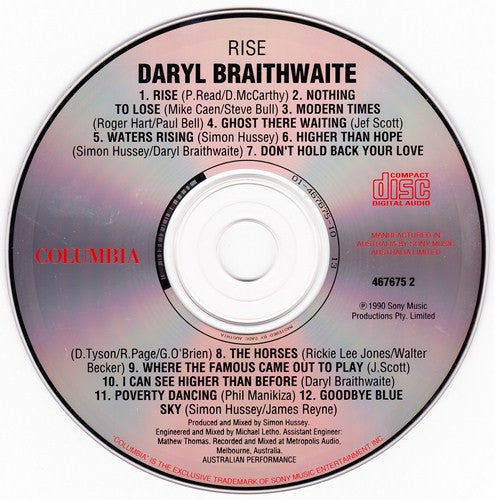 Daryl Braithwaite : Rise (CD, Album, RE)