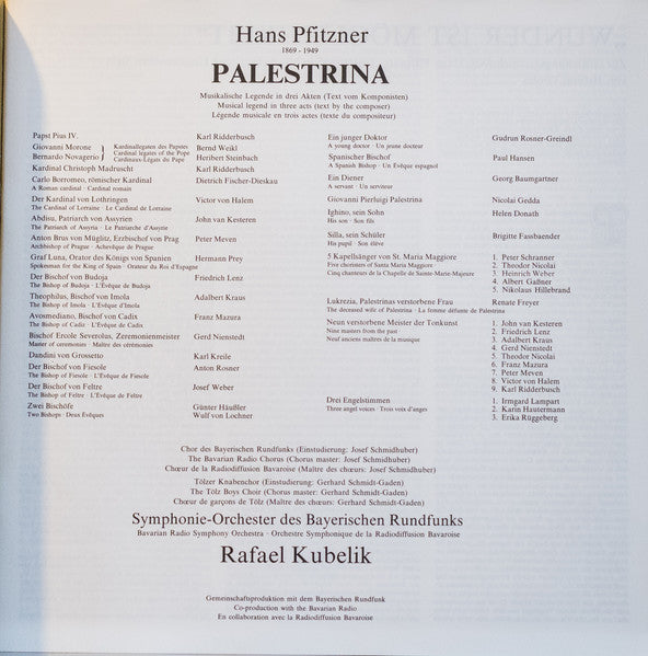 Hans Pfitzner, Rafael Kubelik : Palestrina (4xLP + Box)