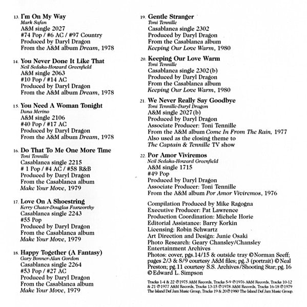 Captain & Tennille* : Ultimate Collection (The Complete Hits) (CD, Comp)