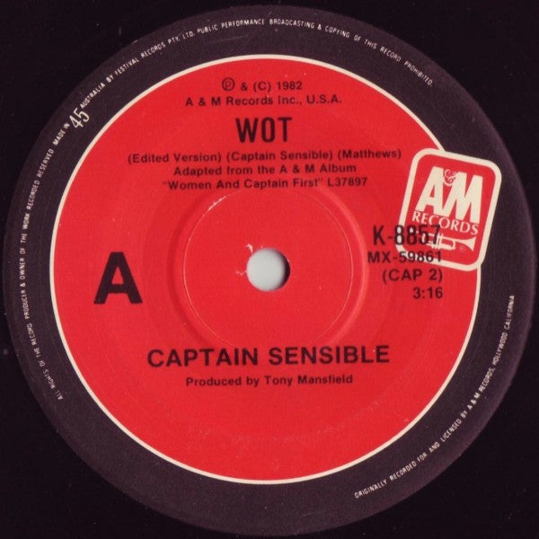 Captain Sensible : Wot! (7", Single)