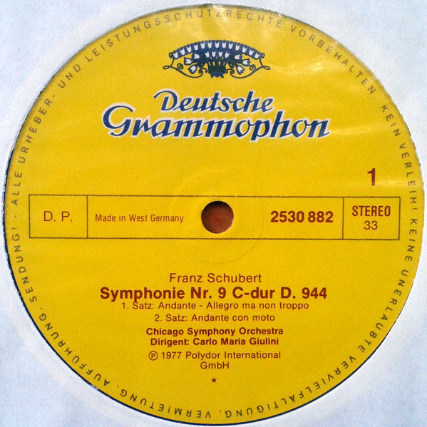 Franz Schubert, Chicago Symphony Orchestra, Carlo Maria Giulini : Symphonie Nr. 9 (LP)