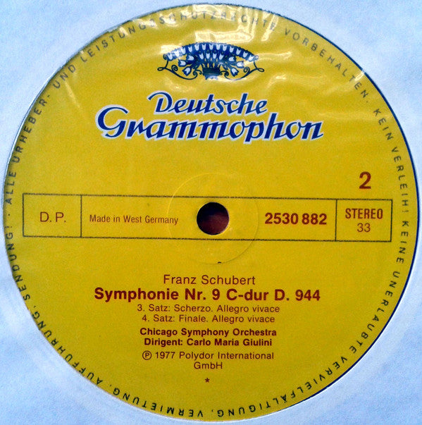 Franz Schubert, Chicago Symphony Orchestra, Carlo Maria Giulini : Symphonie Nr. 9 (LP)