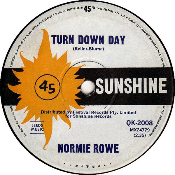 Normie Rowe : Turn Down Day (7", Single)