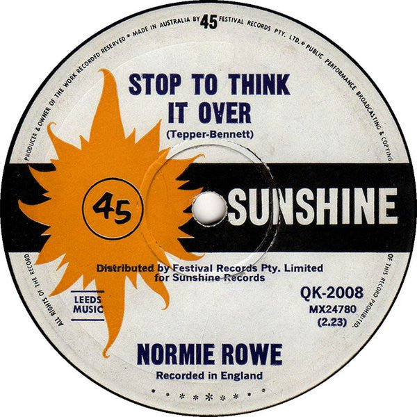 Normie Rowe : Turn Down Day (7", Single)