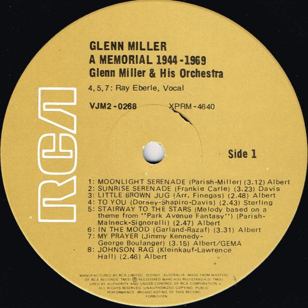 Glenn Miller And His Orchestra : A Memorial 1944-1970 (2xLP, Comp, Mono, RE)