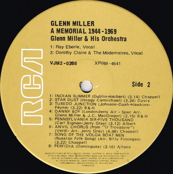 Glenn Miller And His Orchestra : A Memorial 1944-1970 (2xLP, Comp, Mono, RE)