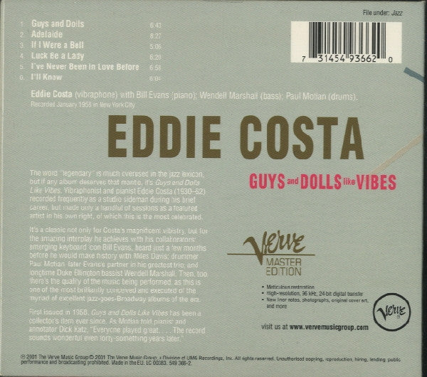The Eddie Costa Quartet : Guys And Dolls Like Vibes (CD, Album, RE, RM)
