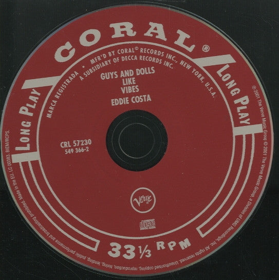 The Eddie Costa Quartet : Guys And Dolls Like Vibes (CD, Album, RE, RM)