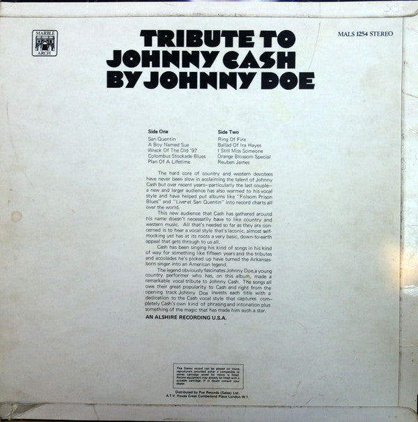 Johnny Doe : Tribute To Johnny Cash (LP, Album)