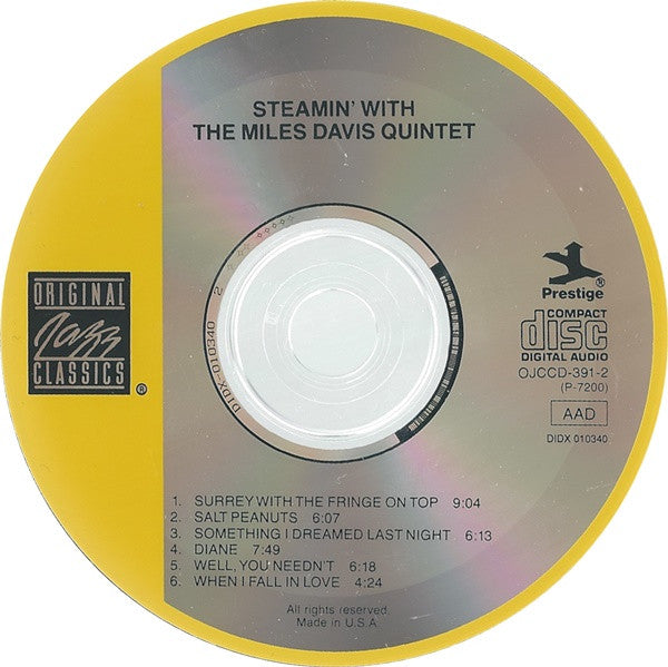 The Miles Davis Quintet : Steamin' With The Miles Davis Quintet (CD, Album, RE)