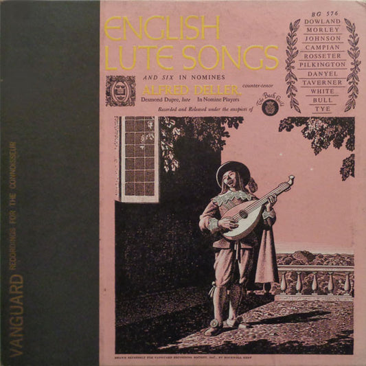 Alfred Deller : English Lute Songs (And Six In Nomines) (LP, Album)