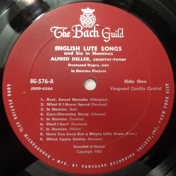Alfred Deller : English Lute Songs (And Six In Nomines) (LP, Album)