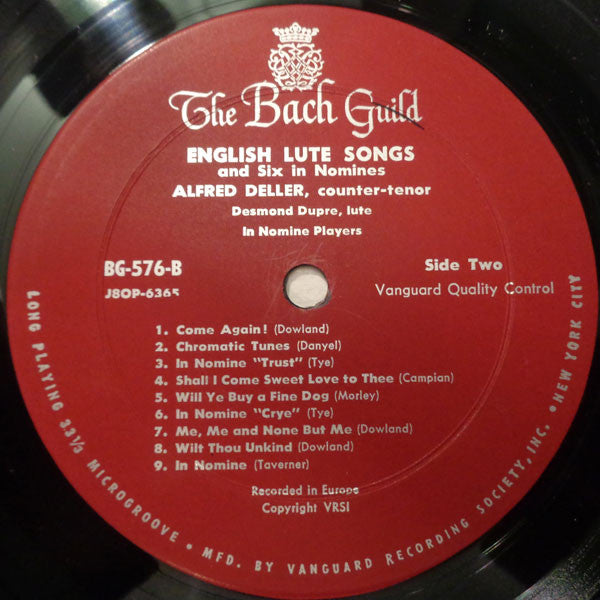 Alfred Deller : English Lute Songs (And Six In Nomines) (LP, Album)