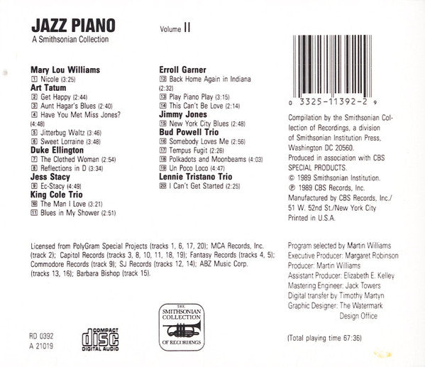 Various : Jazz Piano Volume 2: A Smithsonian Collection (CD, Comp)