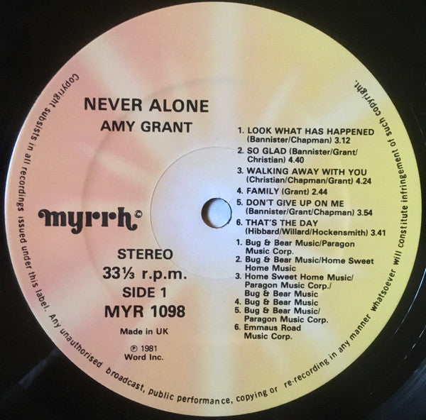 Amy Grant : Never Alone (LP, Album)