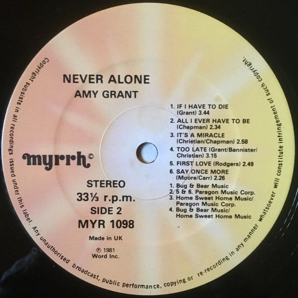 Amy Grant : Never Alone (LP, Album)