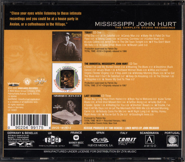 Mississippi John Hurt : The Complete Studio Recordings (CD, Album, RE, RM + CD, Album, RE, RM + CD, Album,)