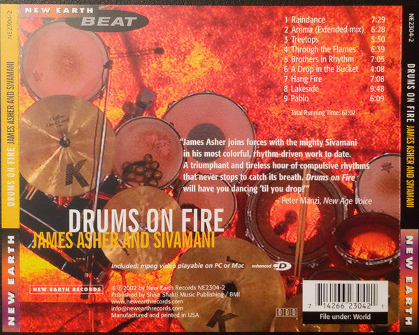 James Asher And Sivamani* : Drums On Fire (CD, Album, Enh)