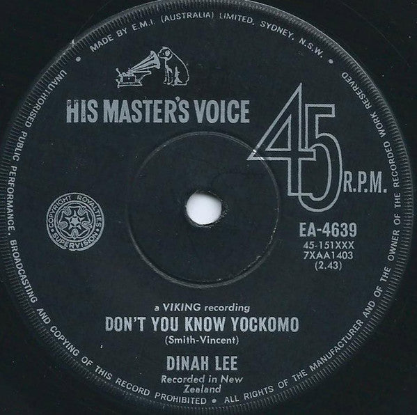 Dinah Lee : Don't You Know Yockomo (7", Single, Mono)
