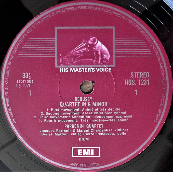 Debussy* / Ravel*, The Parrenin Quartet* : Quartet In G Minor / Quartet In F Major (LP)