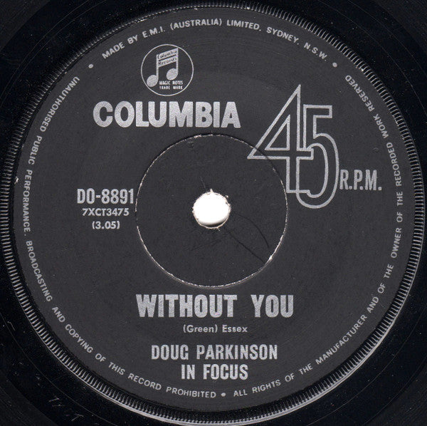 Doug Parkinson In Focus : Without You (7", Bla)