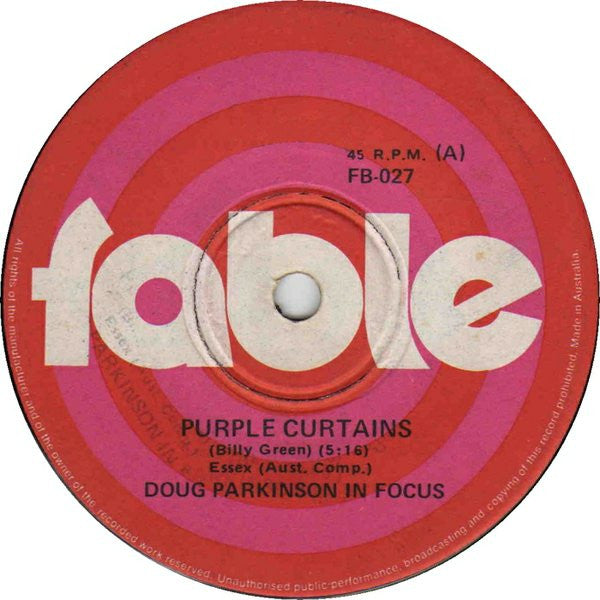 Doug Parkinson In Focus : Purple Curtains (7", Single)