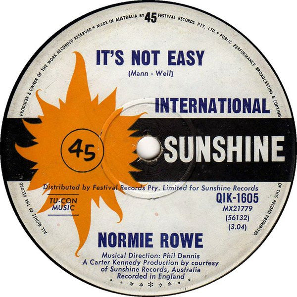 Normie Rowe : It's Not Easy (7", Single)