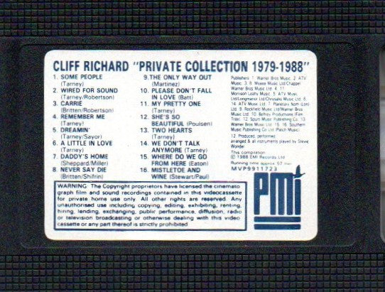 Cliff Richard : Private Collection (1979 - 1988) (VHS, Comp, PAL)