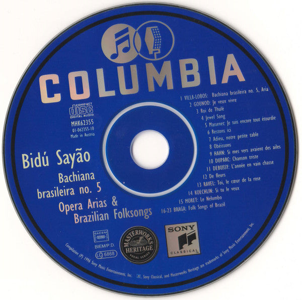 Bidú Sayão : Bachiana Brasiliera No. 5 Opera Arias & Brazilian Folksongs (CD, Comp, Mono, RM)