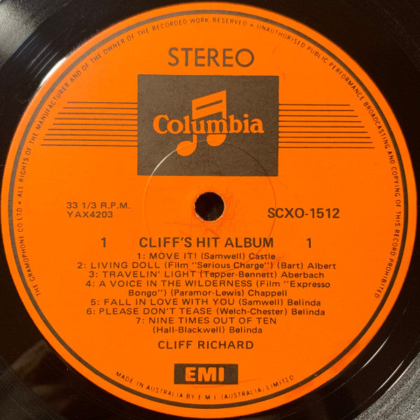 Cliff Richard : Cliff's Hit Album (LP, Comp)