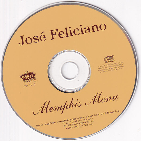 Jose Feliciano* : Memphis Menu (CD, Album, RE)