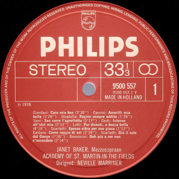 Janet Baker, Academy Of St. Martin-in-the-Fields*, Neville Marriner* : Arie Amorose (LP)