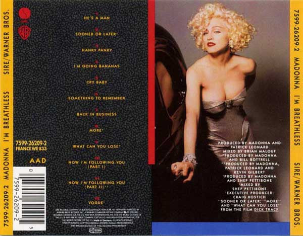 Madonna : I'm Breathless (Music From And Inspired By The Film Dick Tracy) (CD, Album, RE)