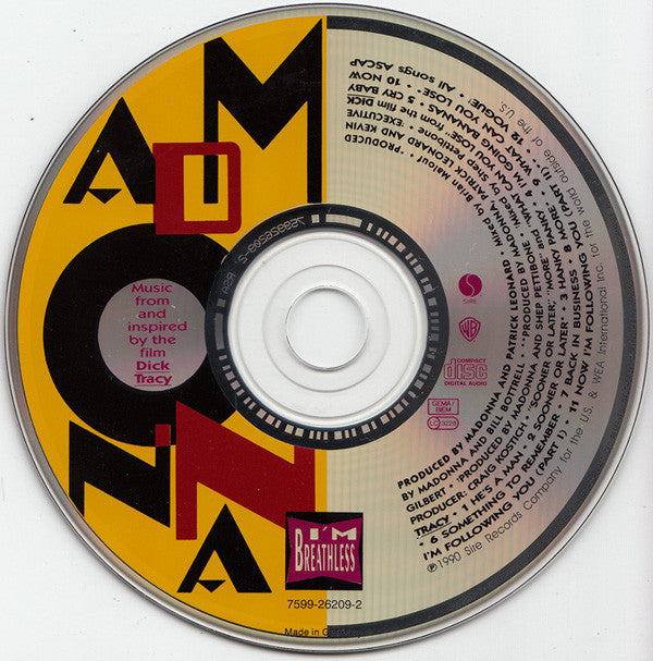 Madonna : I'm Breathless (Music From And Inspired By The Film Dick Tracy) (CD, Album, RE)