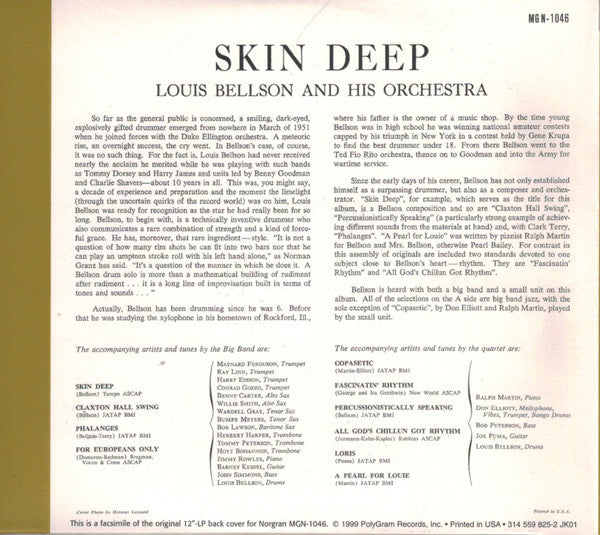 Louis Bellson And His Orchestra : Skin Deep (CD, Album, Ltd, RE, RM)