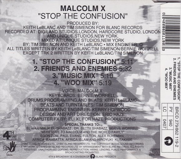 Malcolm X : Stop The Confusion (CD, Single)