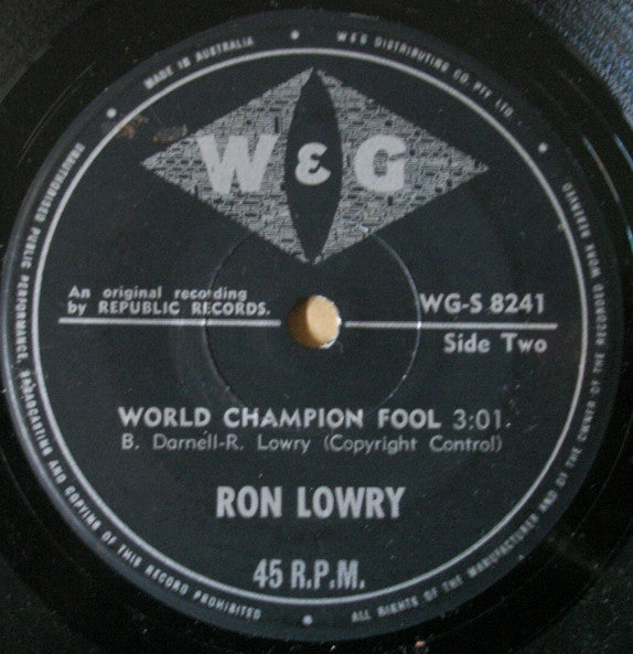 Ron Lowry : Marry Me (7", Single)