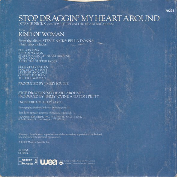Stevie Nicks : Stop Draggin' My Heart Around (7", Single)