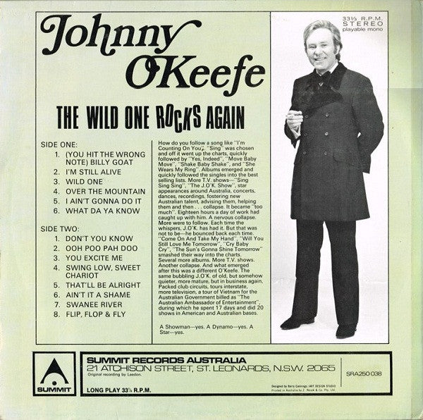 Johnny OKeefe* : The Wild One Rocks Again (LP, Comp)