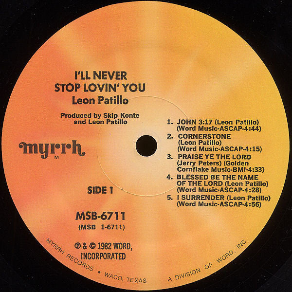 Leon Patillo : I'll Never Stop Lovin' You (LP, Album, Mon)