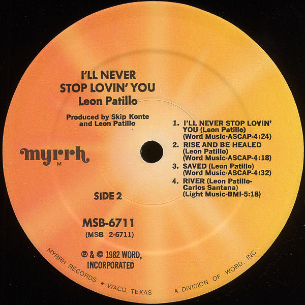 Leon Patillo : I'll Never Stop Lovin' You (LP, Album, Mon)