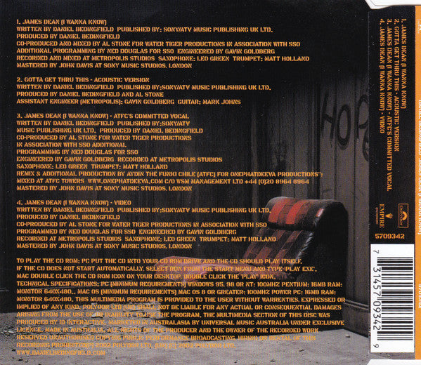 Daniel Bedingfield : James Dean (I Wanna Know) (CD, Single, Enh)