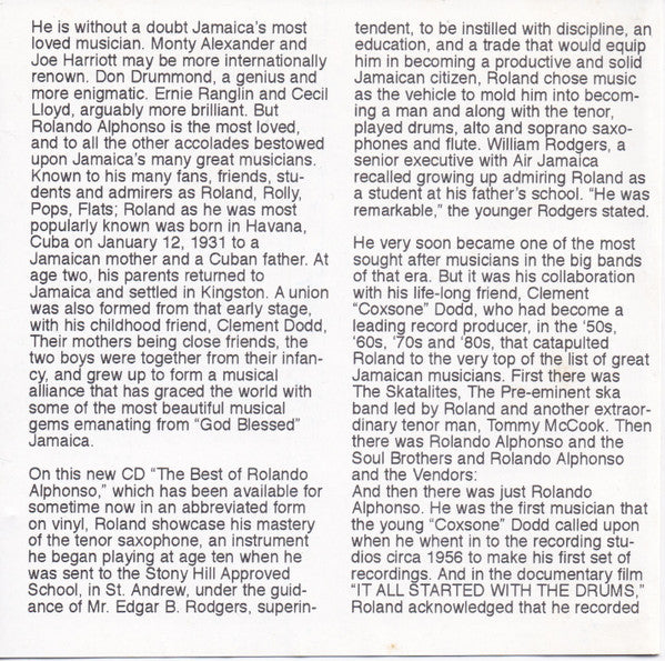 Rolando Alphonso* : Best Of Rolando Alphonso (CD, Comp)