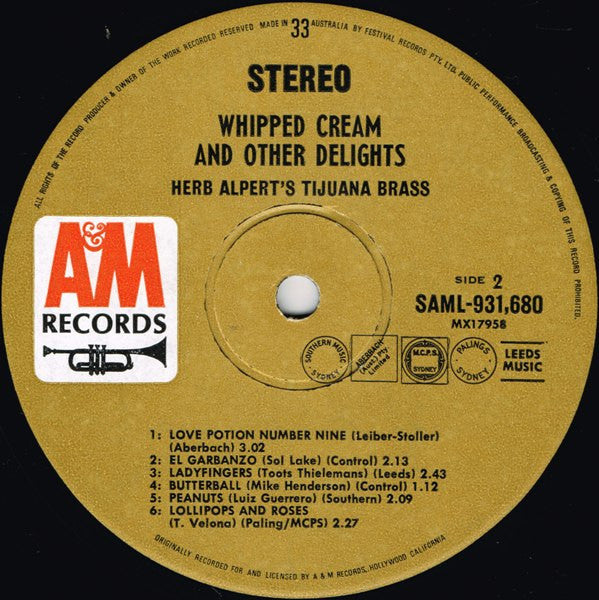Herb Alpert & The Tijuana Brass : Whipped Cream & Other Delights (LP, Album, RE)